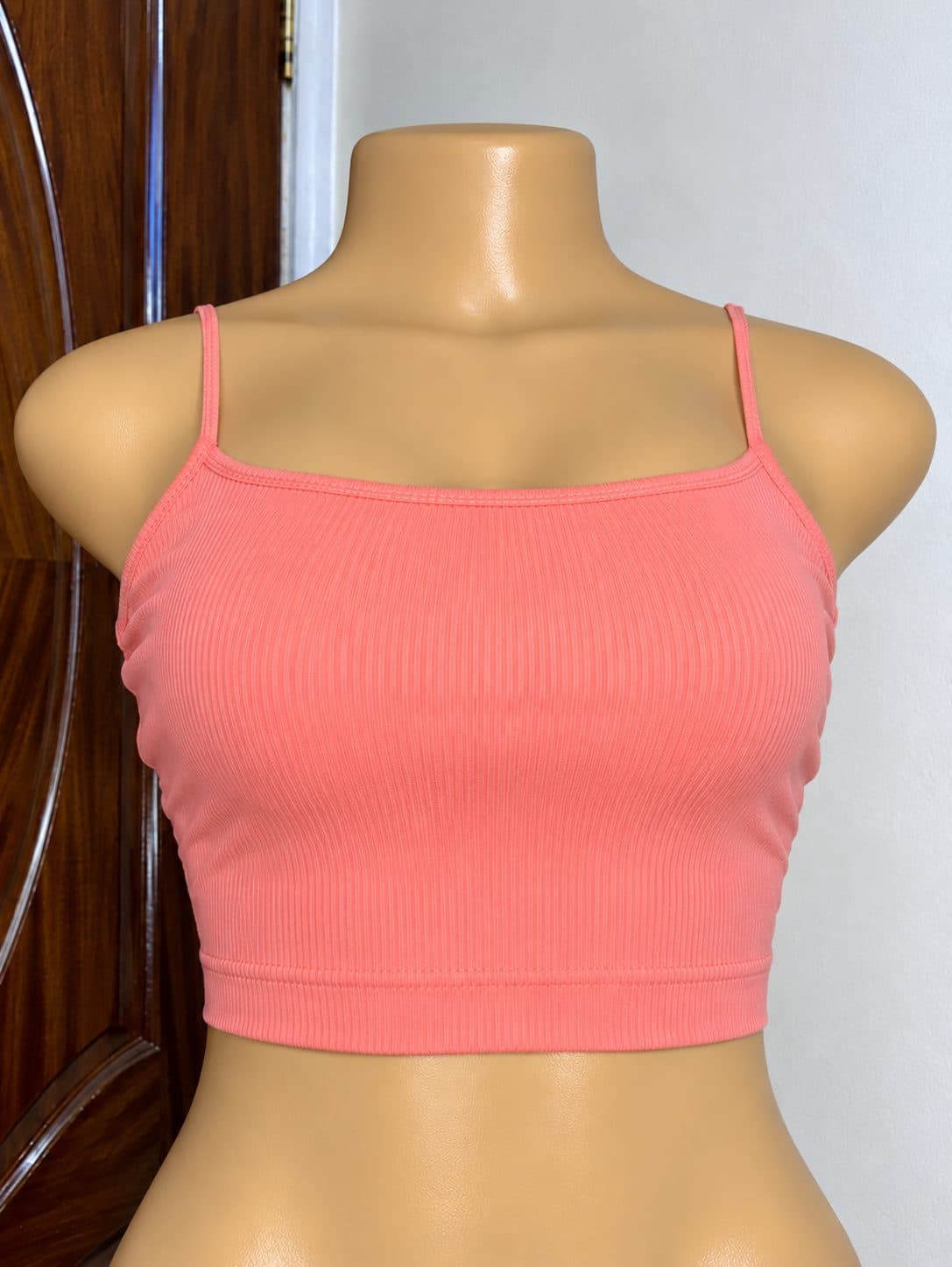 Coral Ribbed Crop Cami